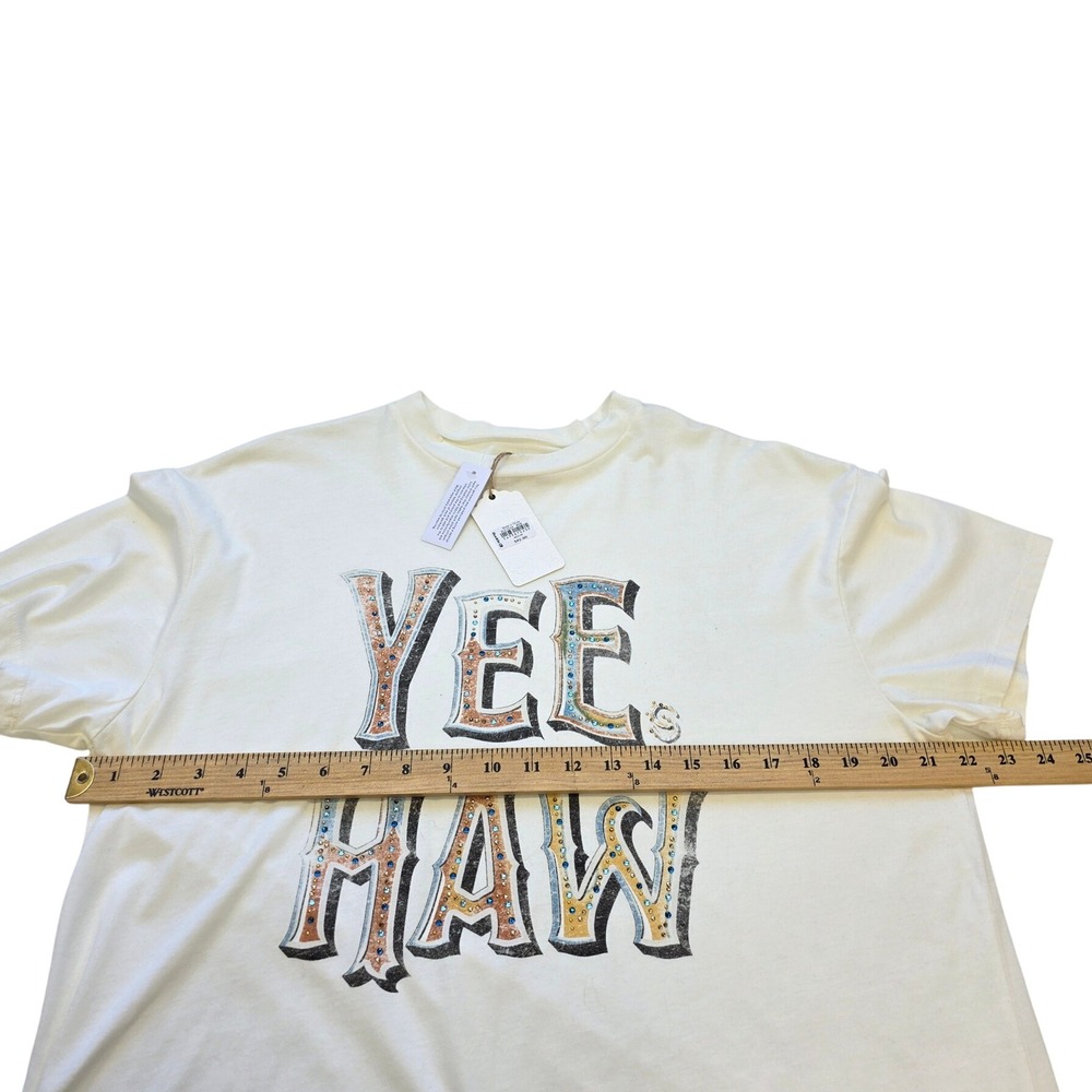 Sterling & Stitch Women Yee Haw Graphic Tee Cream Studded Western T-Shirt M NWT - Picture 8 of 8